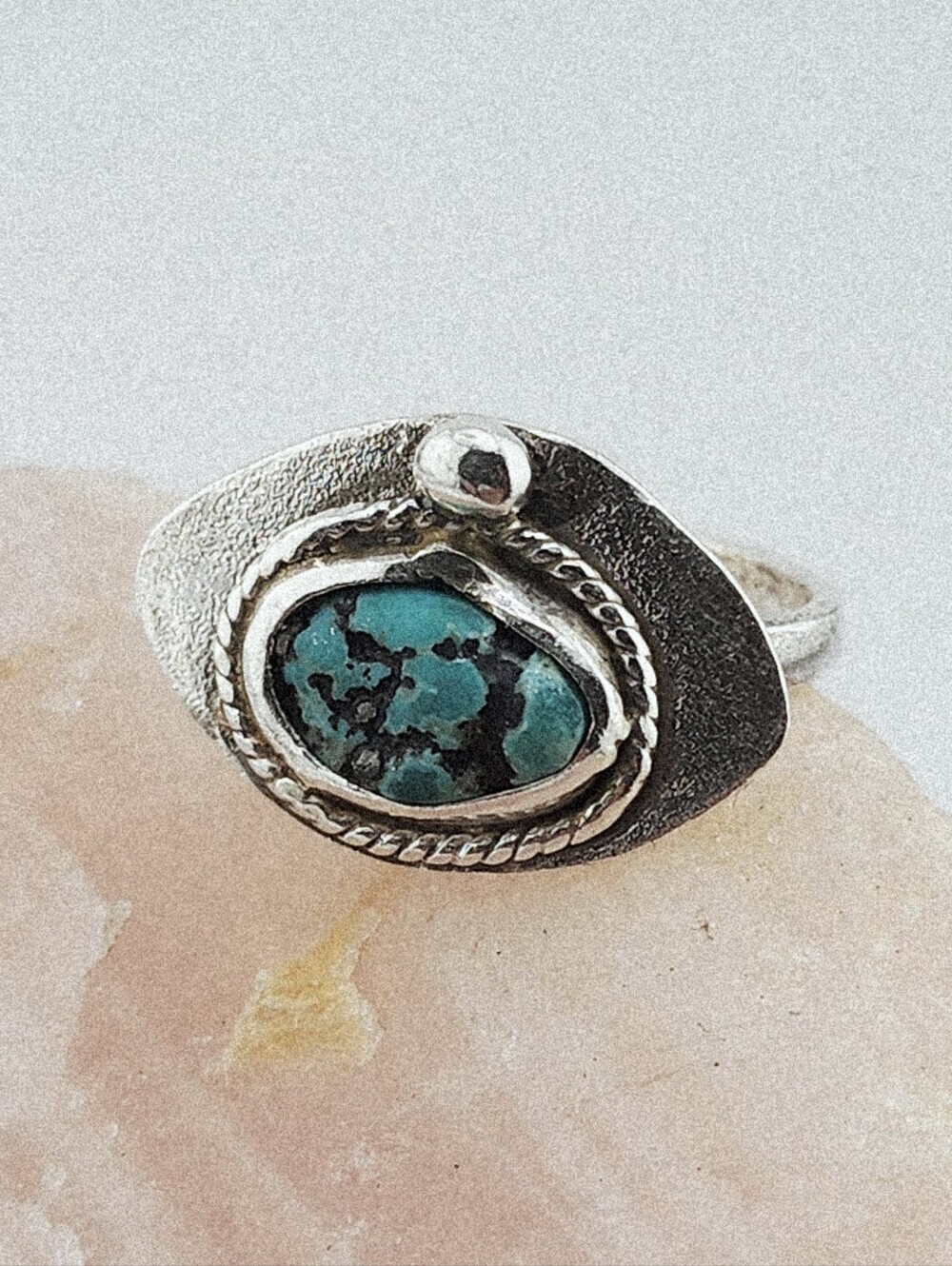 TURQUOISE BOHEMIAN RING HANDMADE IN RECYCLED STERLING SILVER SIZE 7 - Picture 11 of 14